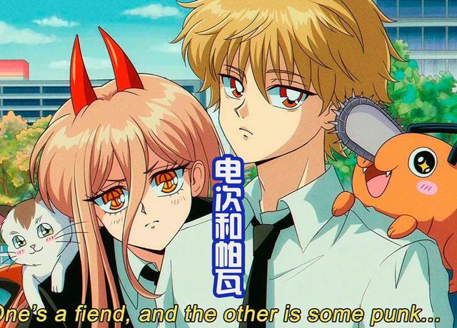 用90年代的画风打开《电锯人》，全员添加大眼特效，有点可爱！